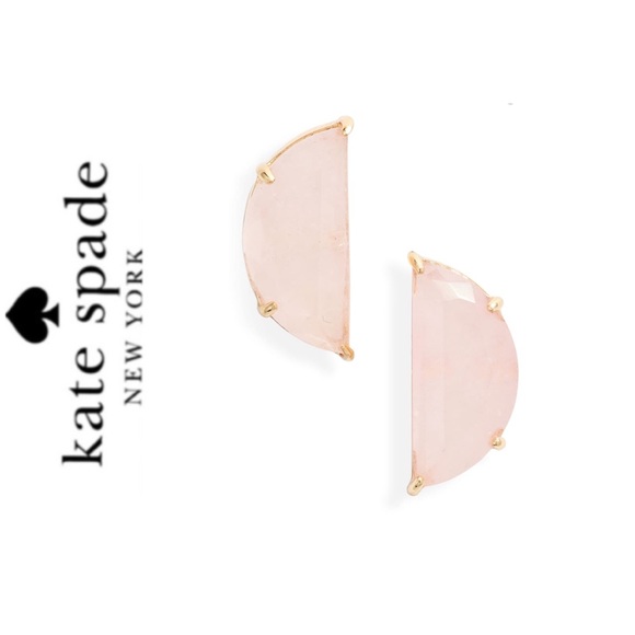 NWT Kate Spade half moon stone studs gold blush - Picture 2 of 6